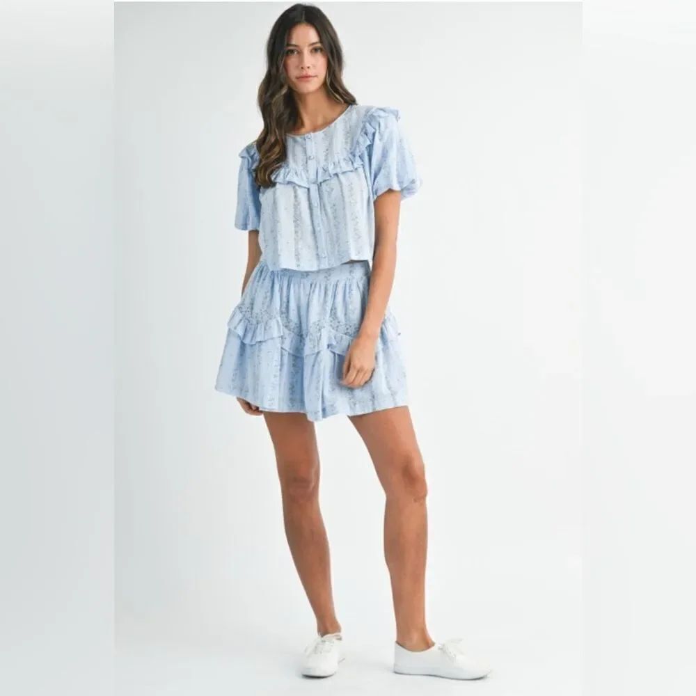 Light Blue Ruffled Two-Piece Set - Picture 13 of 16